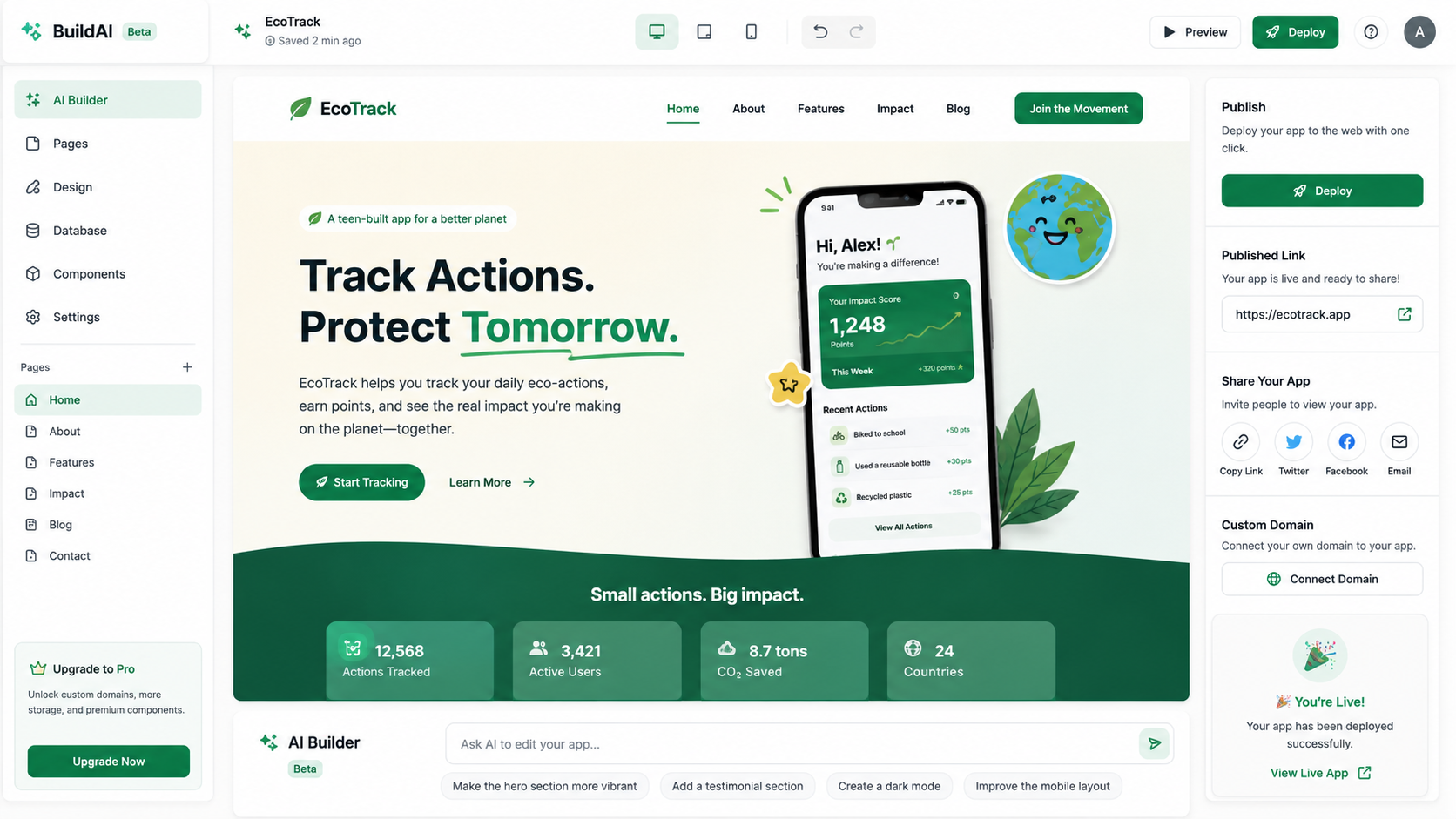 Aperçu : application web créée sans coder